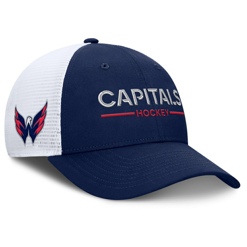 Washington Capitals Fanatics Authentic Pro Rink Lockup Adjustable Trucker Hat - Navy/White | US 202499008
