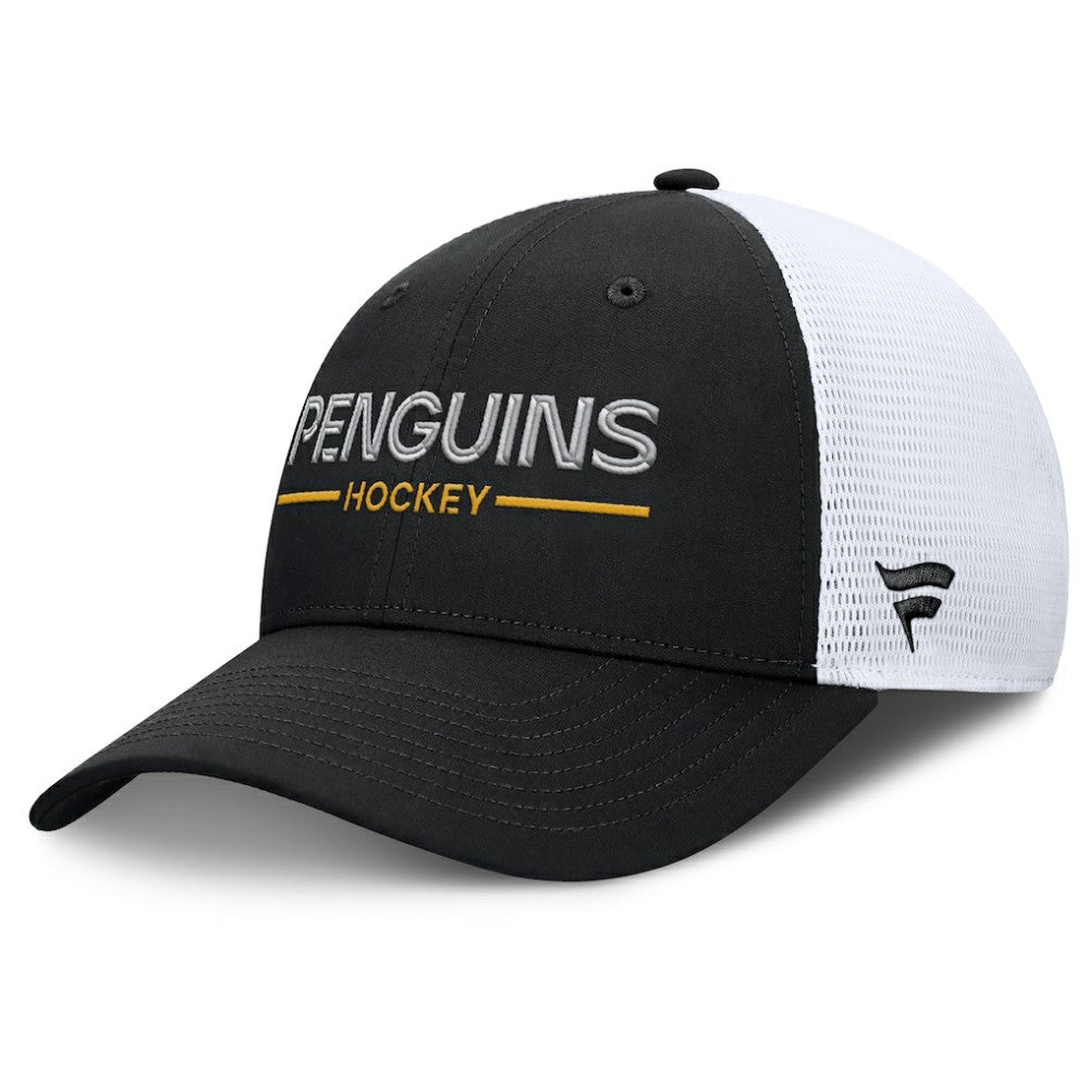 Pittsburgh Penguins Fanatics Authentic Pro Rink Lockup Adjustable Trucker Hat - Black/White | US 202499009