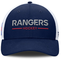 New York Rangers Fanatics Authentic Pro Rink Lockup Adjustable Trucker Hat - Navy/White | US 202499011
