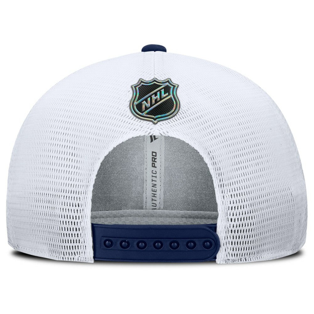 New York Rangers Fanatics Authentic Pro Rink Lockup Adjustable Trucker Hat - Navy/White | US 202499011