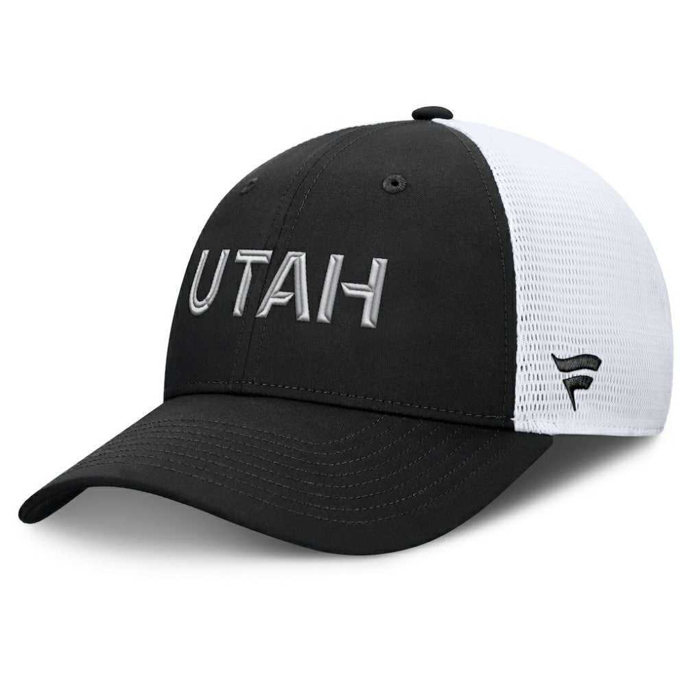 Utah Mammoth Fanatics Authentic Pro Rink Lockup Adjustable Trucker Hat - Black/White | US 202499012