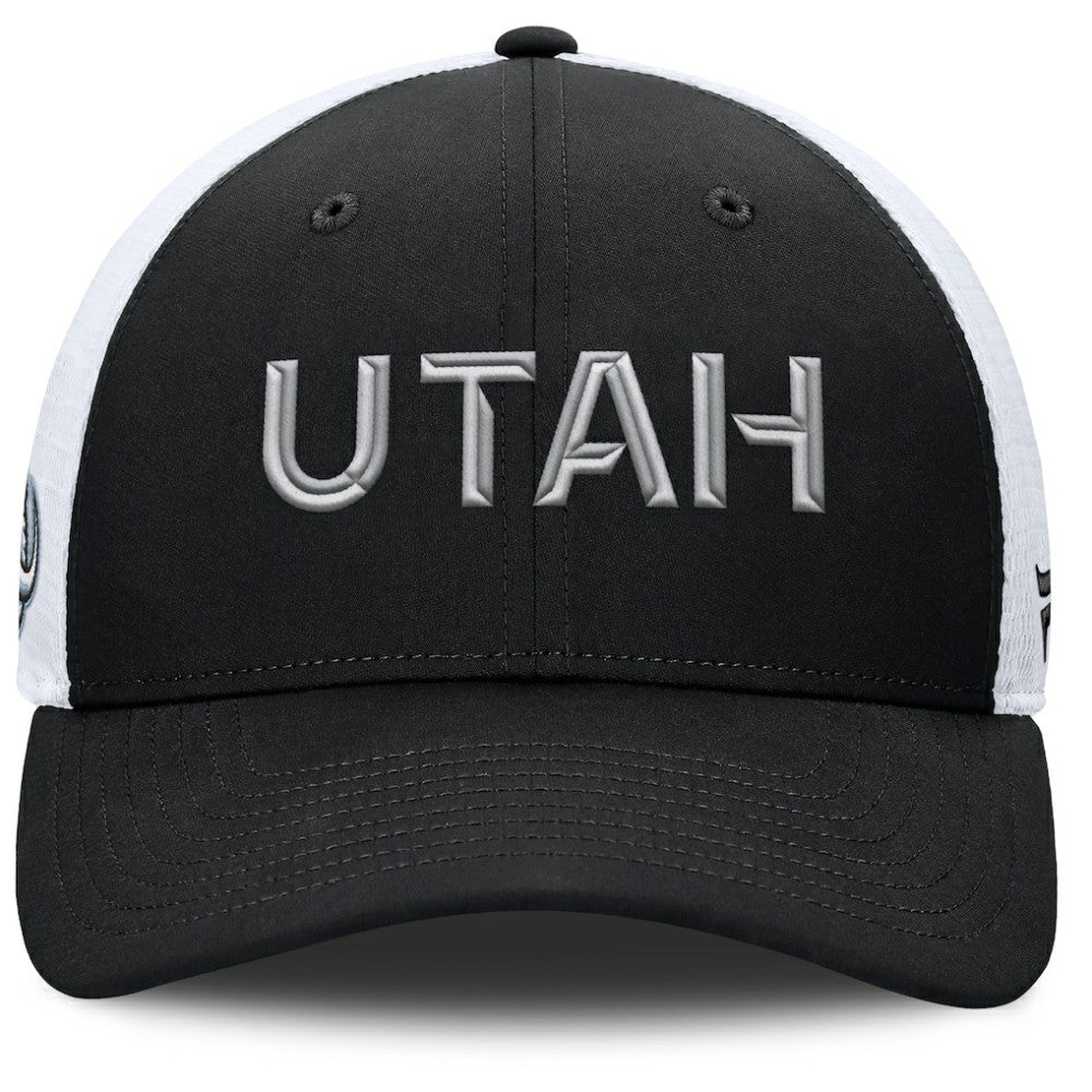 Utah Mammoth Fanatics Authentic Pro Rink Lockup Adjustable Trucker Hat - Black/White | US 202499012