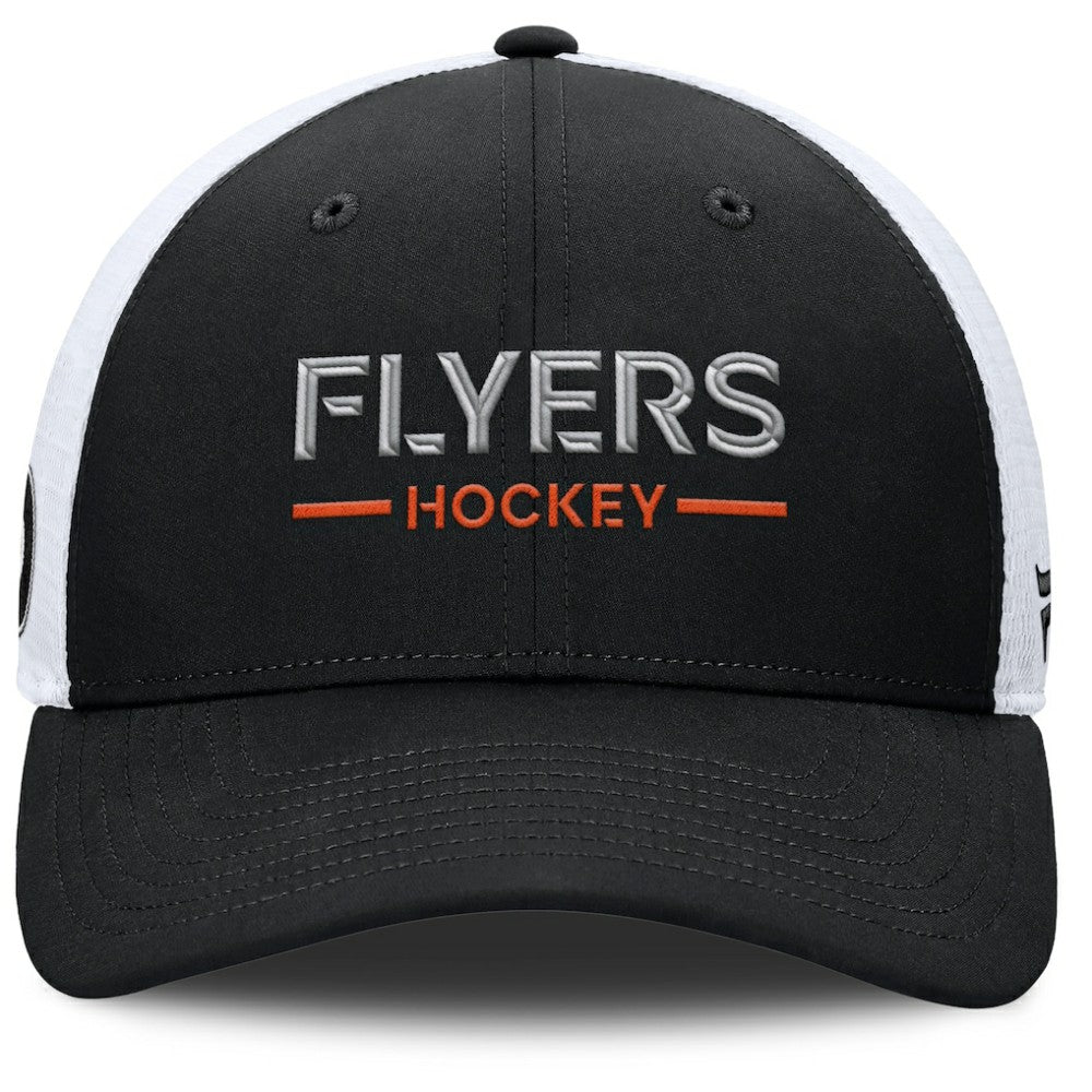 Philadelphia Flyers Fanatics Authentic Pro Rink Lockup Adjustable Trucker Hat - Black/White | US 202499015