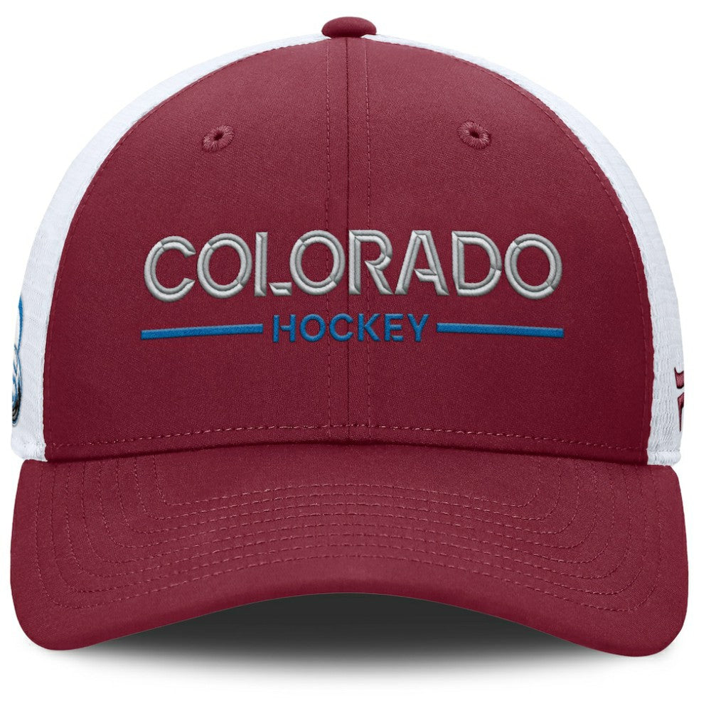Colorado Avalanche Fanatics Authentic Pro Rink Lockup Adjustable Trucker Hat - Burgundy/White | US 202499019