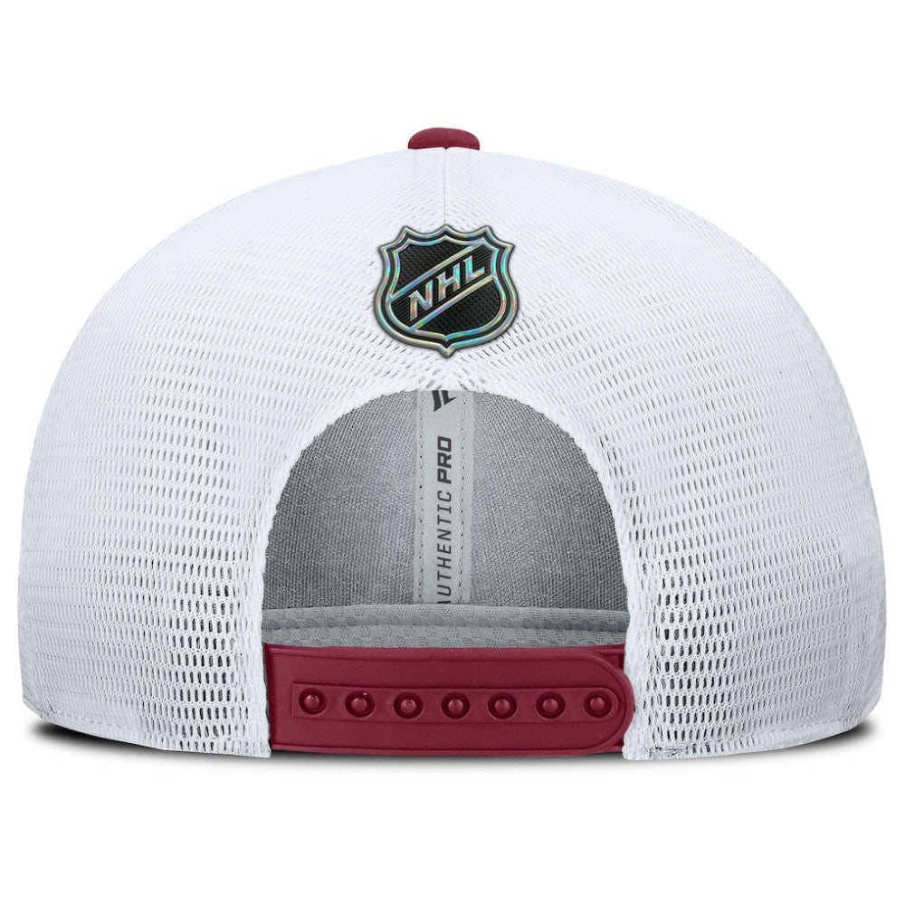 Colorado Avalanche Fanatics Authentic Pro Rink Lockup Adjustable Trucker Hat - Burgundy/White | US 202499019