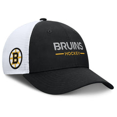 Boston Bruins Fanatics Authentic Pro Rink Lockup Adjustable Trucker Hat - Black/White | US 202499027