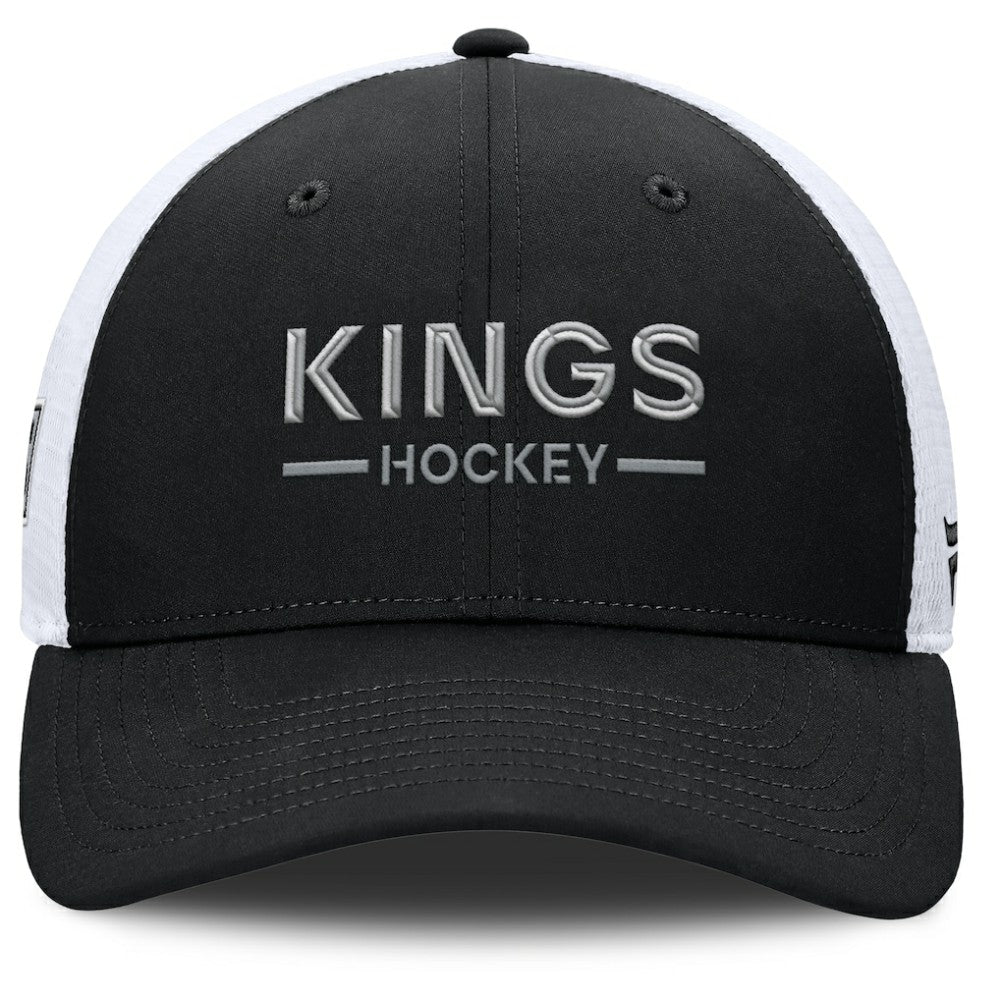 Los Angeles Kings Fanatics Authentic Pro Rink Lockup Adjustable Trucker Hat - Black/White | US 202499030