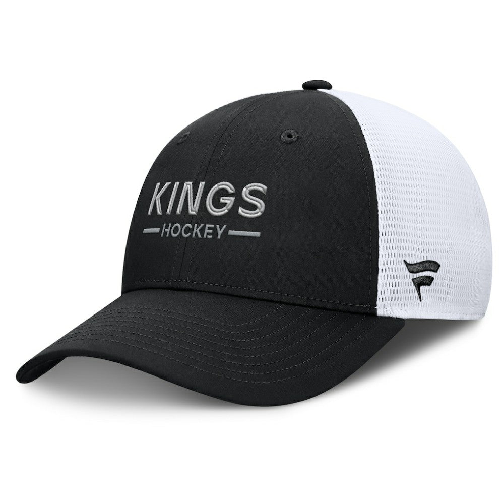 Los Angeles Kings Fanatics Authentic Pro Rink Lockup Adjustable Trucker Hat - Black/White | US 202499030