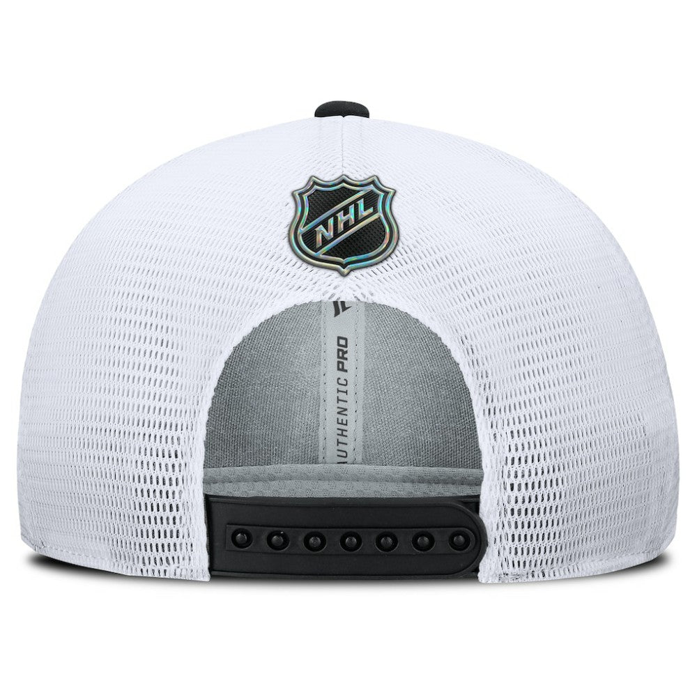 Los Angeles Kings Fanatics Authentic Pro Rink Lockup Adjustable Trucker Hat - Black/White | US 202499030