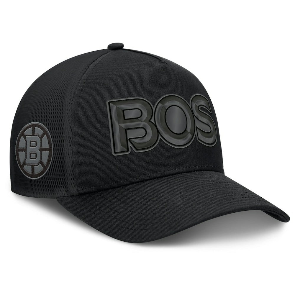 Boston Bruins Fanatics Authentic Pro Road Team Code Trucker Adjustable Hat - Black | US 202499160