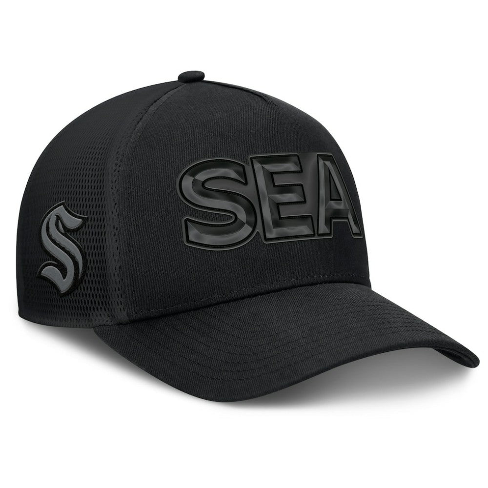 Seattle Kraken Fanatics Authentic Pro Road Team Code Trucker Adjustable Hat - Black | US 202499166