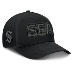 Seattle Kraken Fanatics Authentic Pro Road Team Code Trucker Adjustable Hat - Black | US 202499166