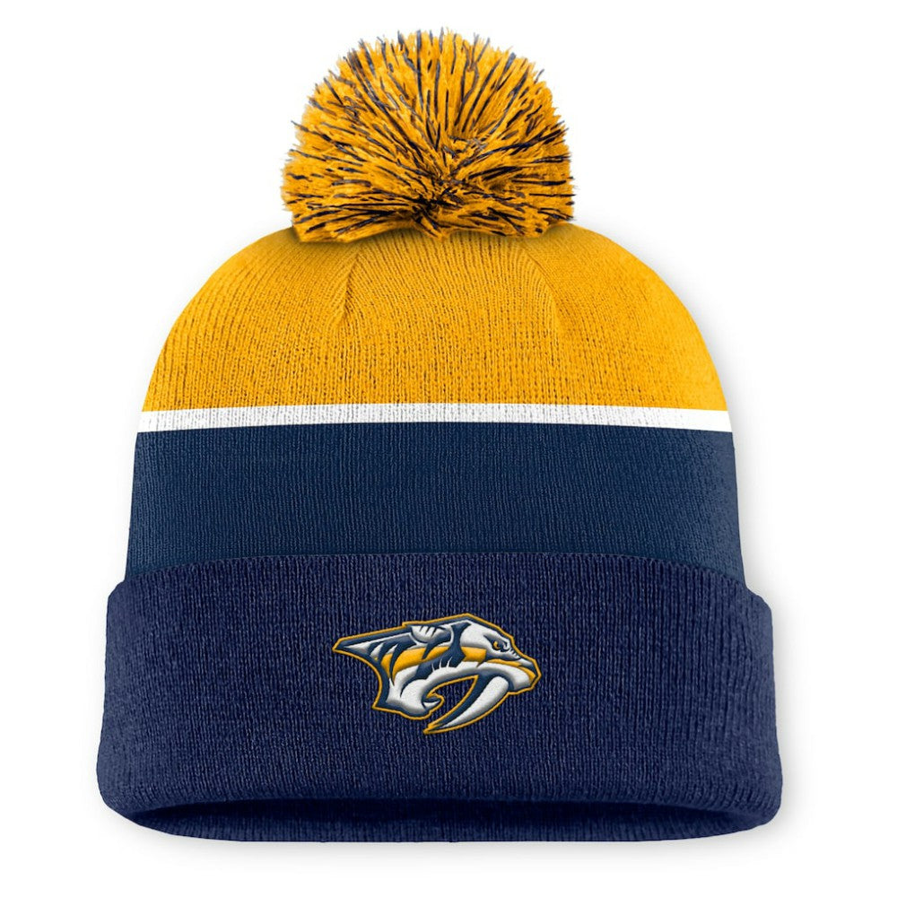 Nashville Predators Fanatics Authentic Pro Rink Cuffed Knit Hat with Pom - Navy | US 202499182