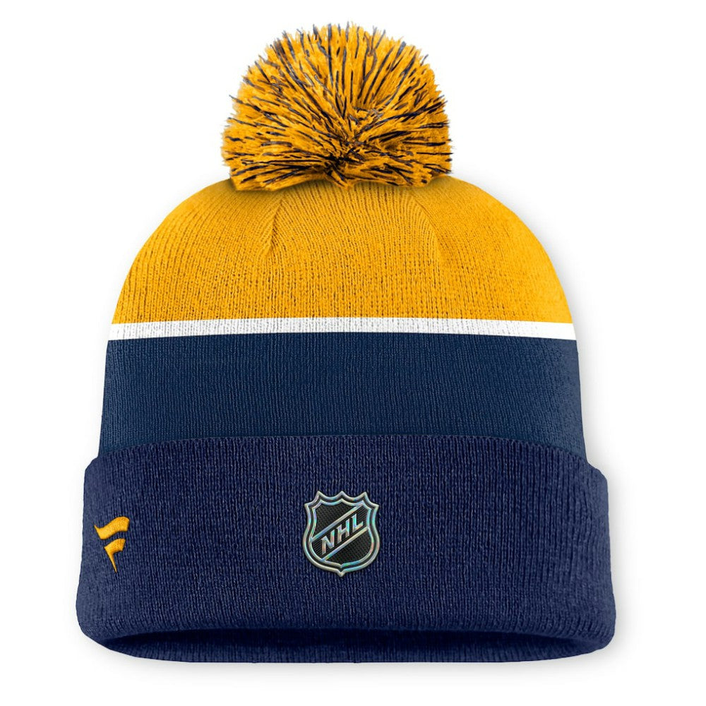 Nashville Predators Fanatics Authentic Pro Rink Cuffed Knit Hat with Pom - Navy | US 202499182