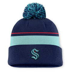 Seattle Kraken Fanatics Authentic Pro Rink Cuffed Knit Hat with Pom - Deep Sea Blue | US 202499192