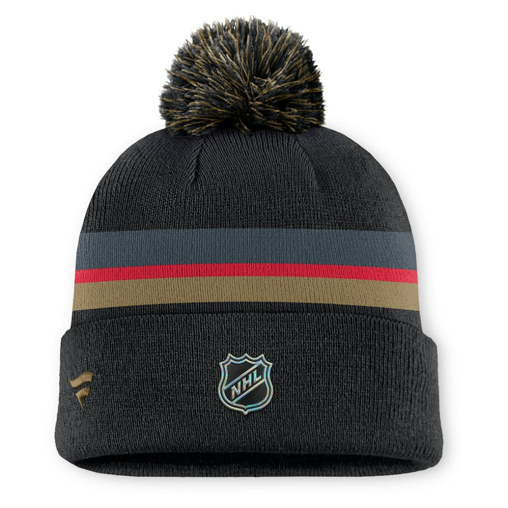 Vegas Golden Knights Fanatics Authentic Pro Rink Cuffed Knit Hat with Pom - Charcoal | US 202499195