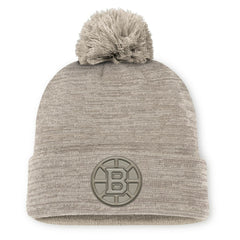 Boston Bruins Fanatics Authentic Pro Road Cuffed Knit Hat with Pom - Tan | US 202499215