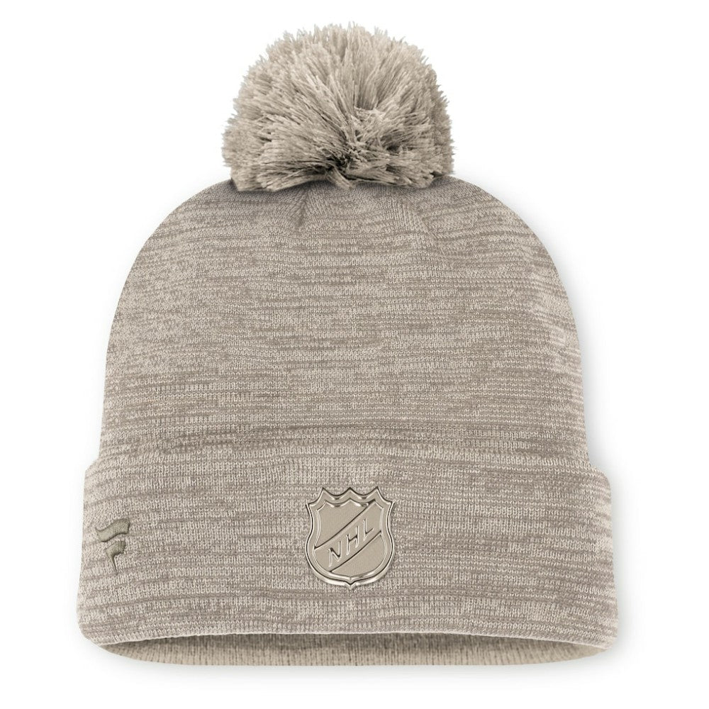 Boston Bruins Fanatics Authentic Pro Road Cuffed Knit Hat with Pom - Tan | US 202499215