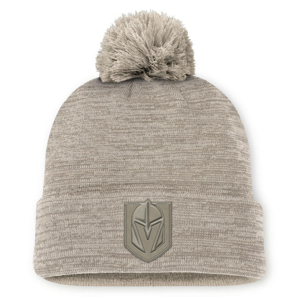 Vegas Golden Knights Fanatics Authentic Pro Road Cuffed Knit Hat with Pom - Tan | US 202499223