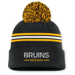 Boston Bruins Fanatics Women's Authentic Pro Rink Cuffed Knit Hat with Pom - Black | US 202499225