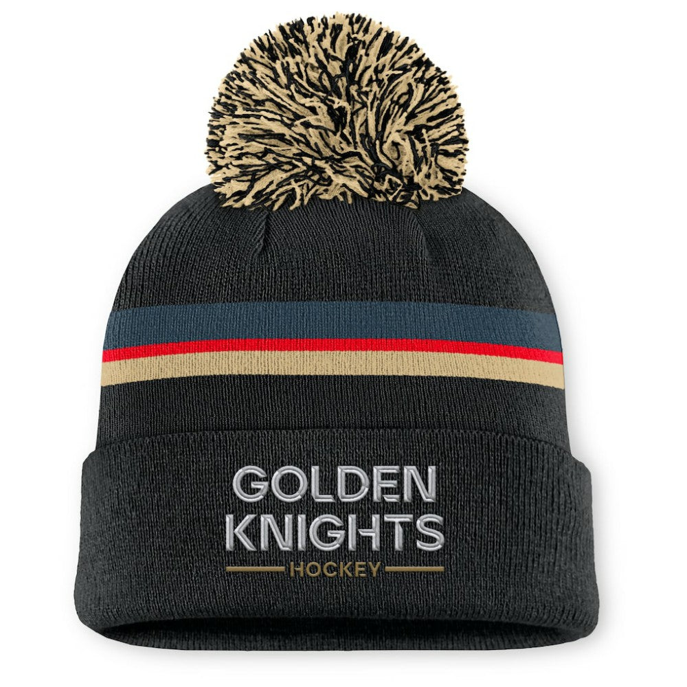 Vegas Golden Knights Fanatics Women's Authentic Pro Rink Cuffed Knit Hat with Pom - Black | US 202499232