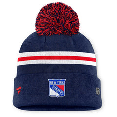 New York Rangers Fanatics Women's Authentic Pro Rink Cuffed Knit Hat with Pom - Navy | US 202499233