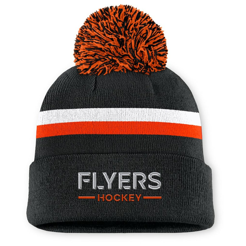 Philadelphia Flyers Fanatics Women's Authentic Pro Rink Cuffed Knit Hat with Pom - Black | US 202499234