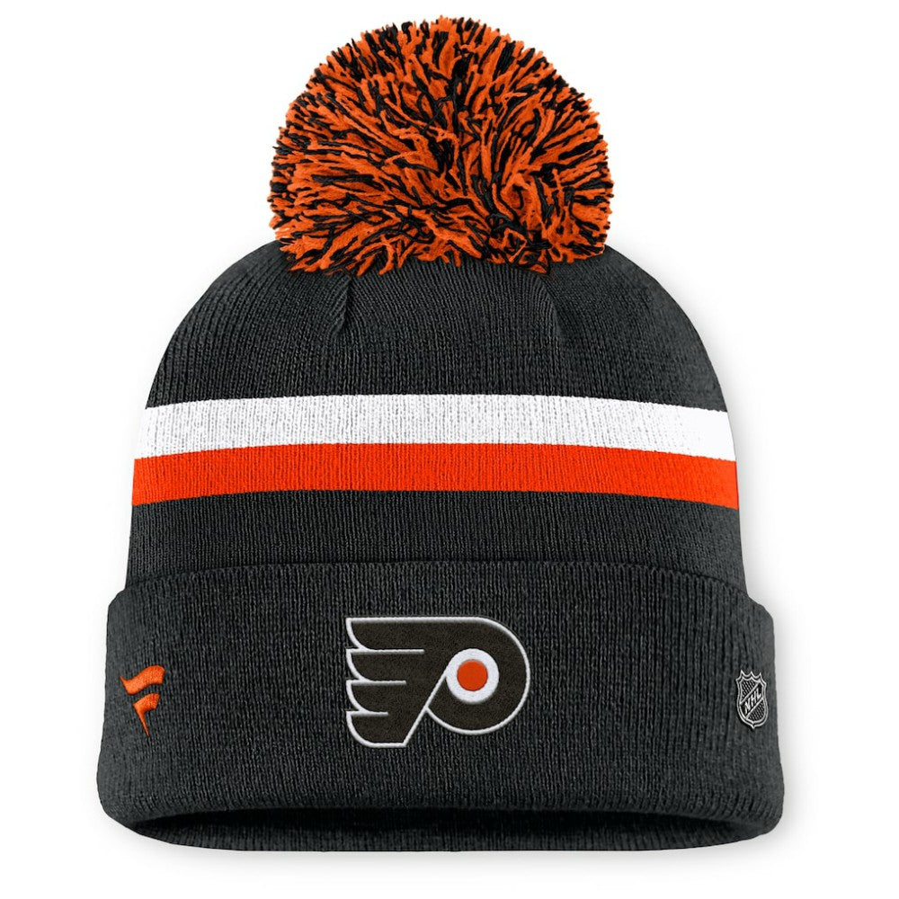 Philadelphia Flyers Fanatics Women's Authentic Pro Rink Cuffed Knit Hat with Pom - Black | US 202499234