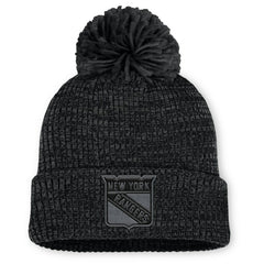 New York Rangers Fanatics Women's Authentic Pro Road Cuffed Knit Hat with Pom - Black | US 202499255