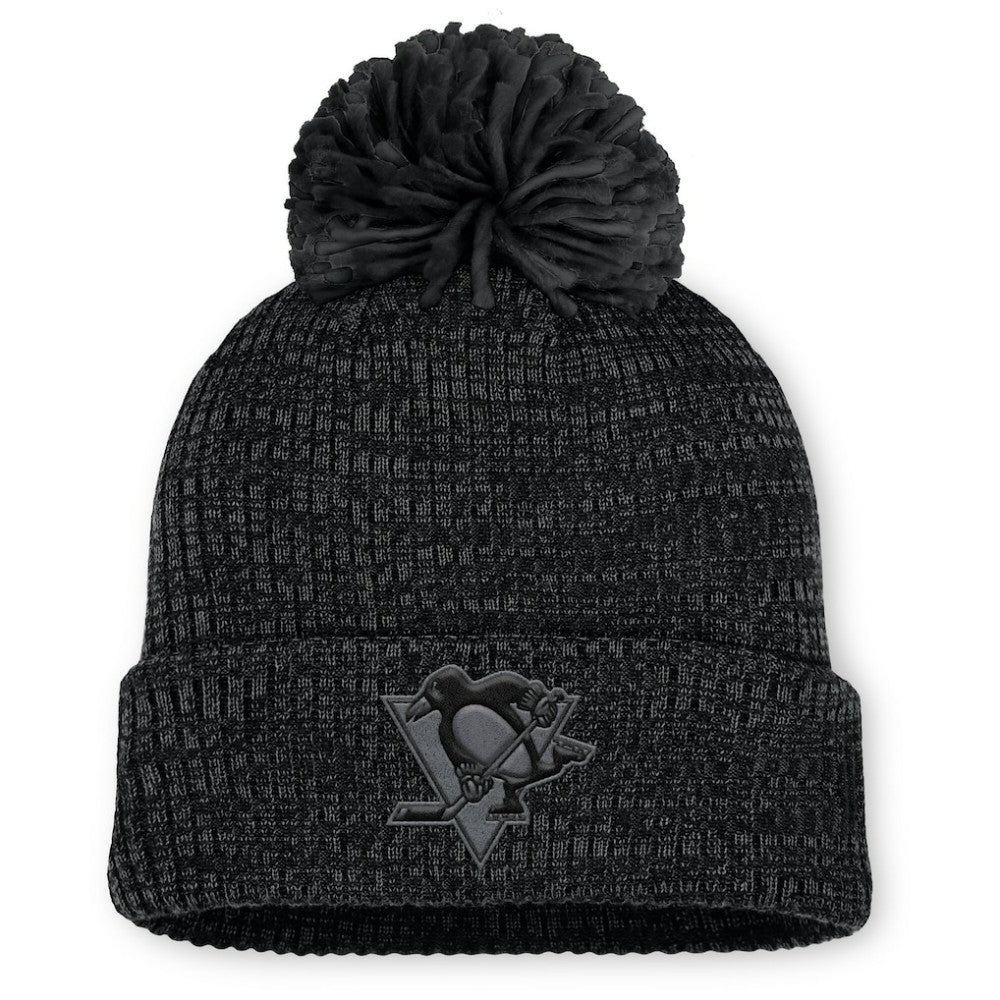 Pittsburgh Penguins Fanatics Women's Authentic Pro Road Cuffed Knit Hat with Pom - Black | US 202499258