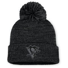 Pittsburgh Penguins Fanatics Women's Authentic Pro Road Cuffed Knit Hat with Pom - Black | US 202499258