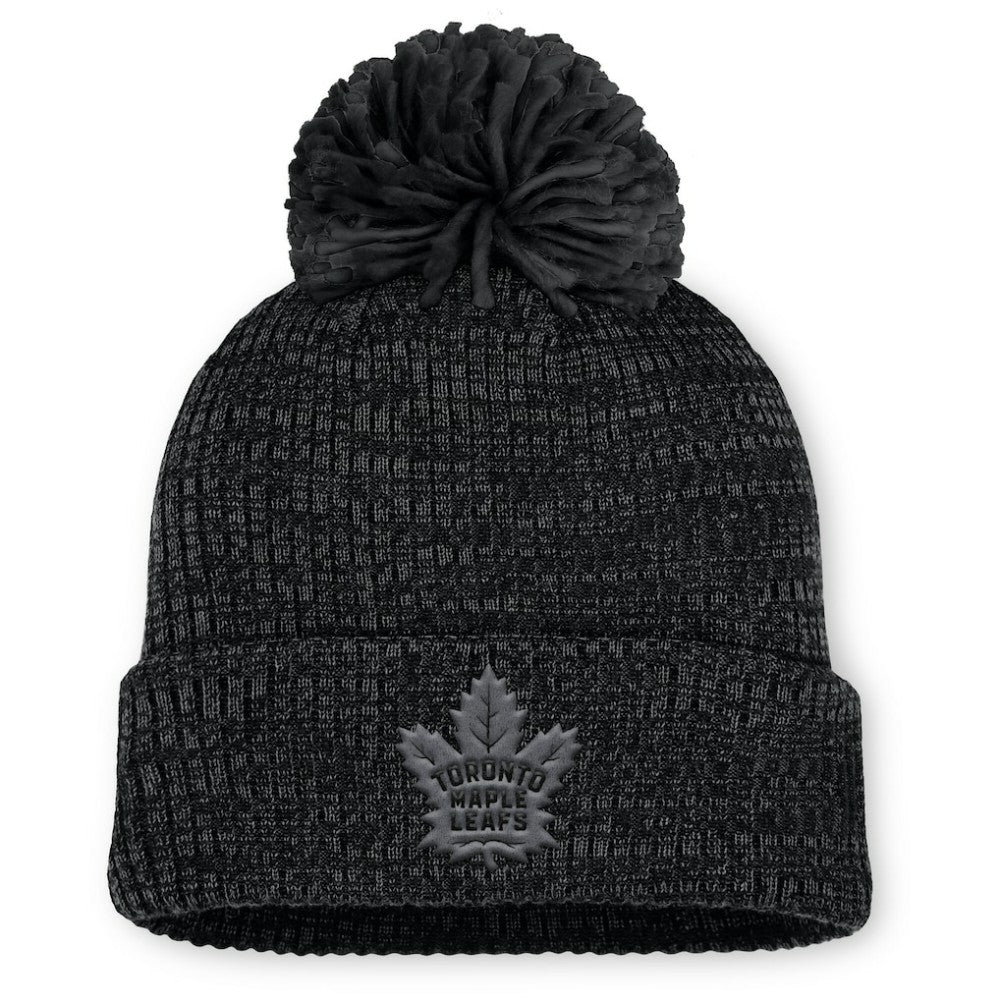 Toronto Maple Leafs Fanatics Women's Authentic Pro Road Cuffed Knit Hat with Pom - Black | US 202499263