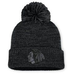 Chicago Blackhawks Fanatics Women's Authentic Pro Road Cuffed Knit Hat with Pom - Black | US 202499266