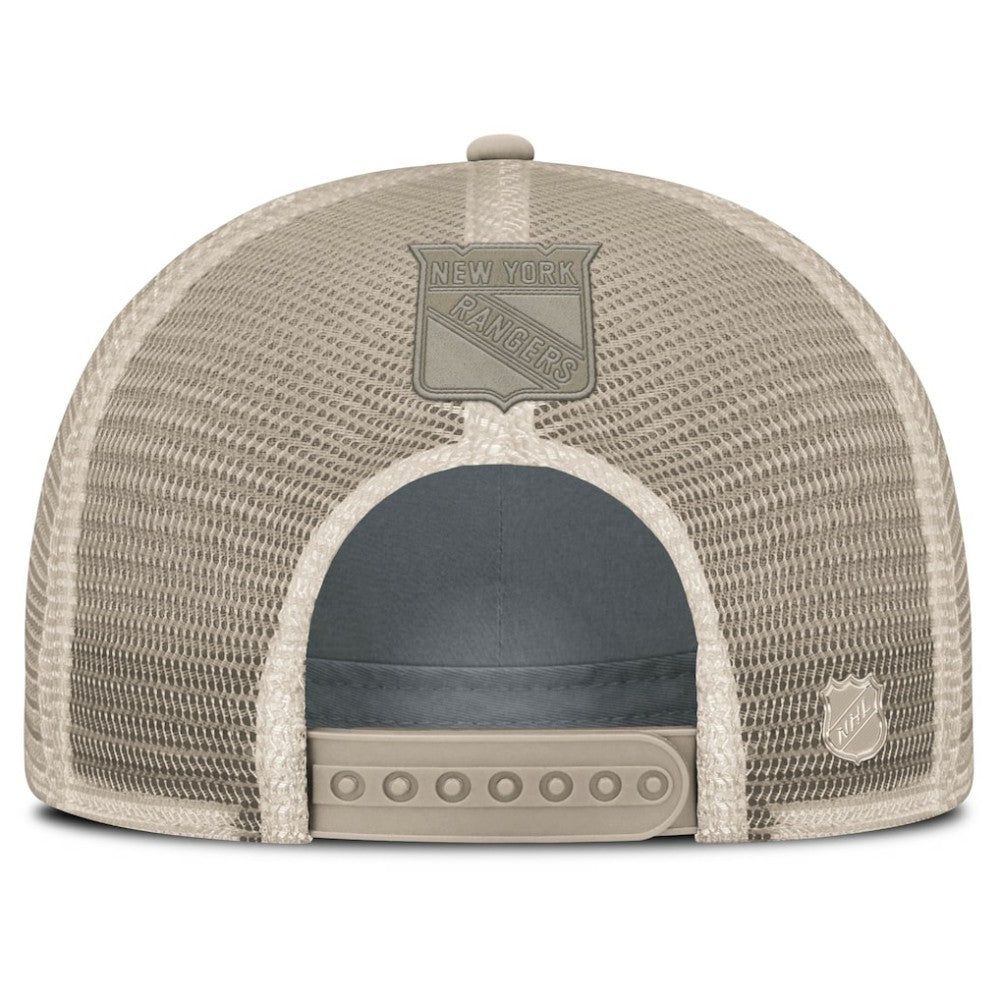 New York Rangers Fanatics Women's Authentic Pro Road Trucker Adjustable Hat - Tan | US 202499279