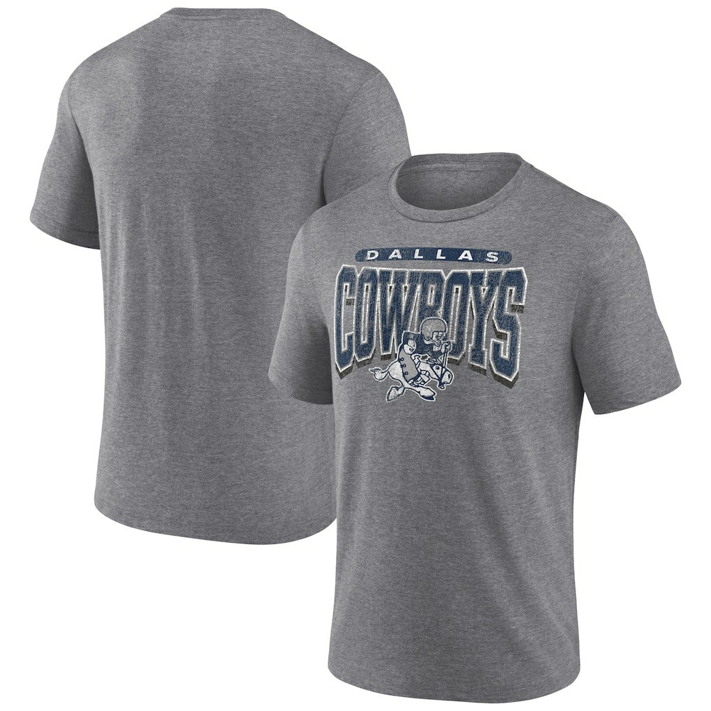 Dallas Cowboys Warped Block Tri-Blend T-Shirt - Heather Gray T-shirts