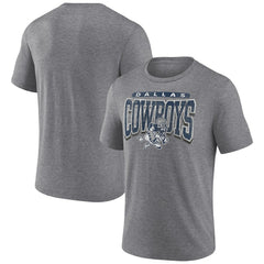 Dallas Cowboys Warped Block Tri-Blend T-Shirt - Heather Gray T-shirts