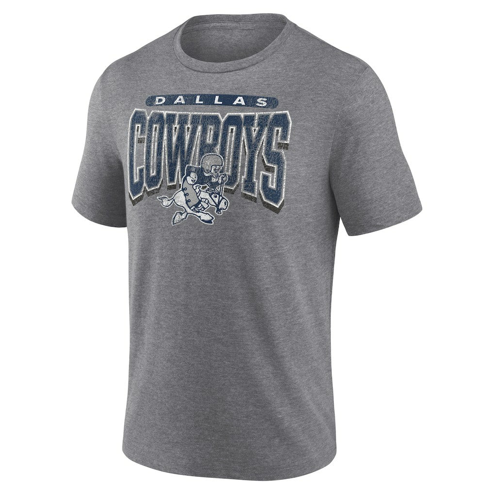 Dallas Cowboys Warped Block Tri-Blend T-Shirt - Heather Gray T-shirts