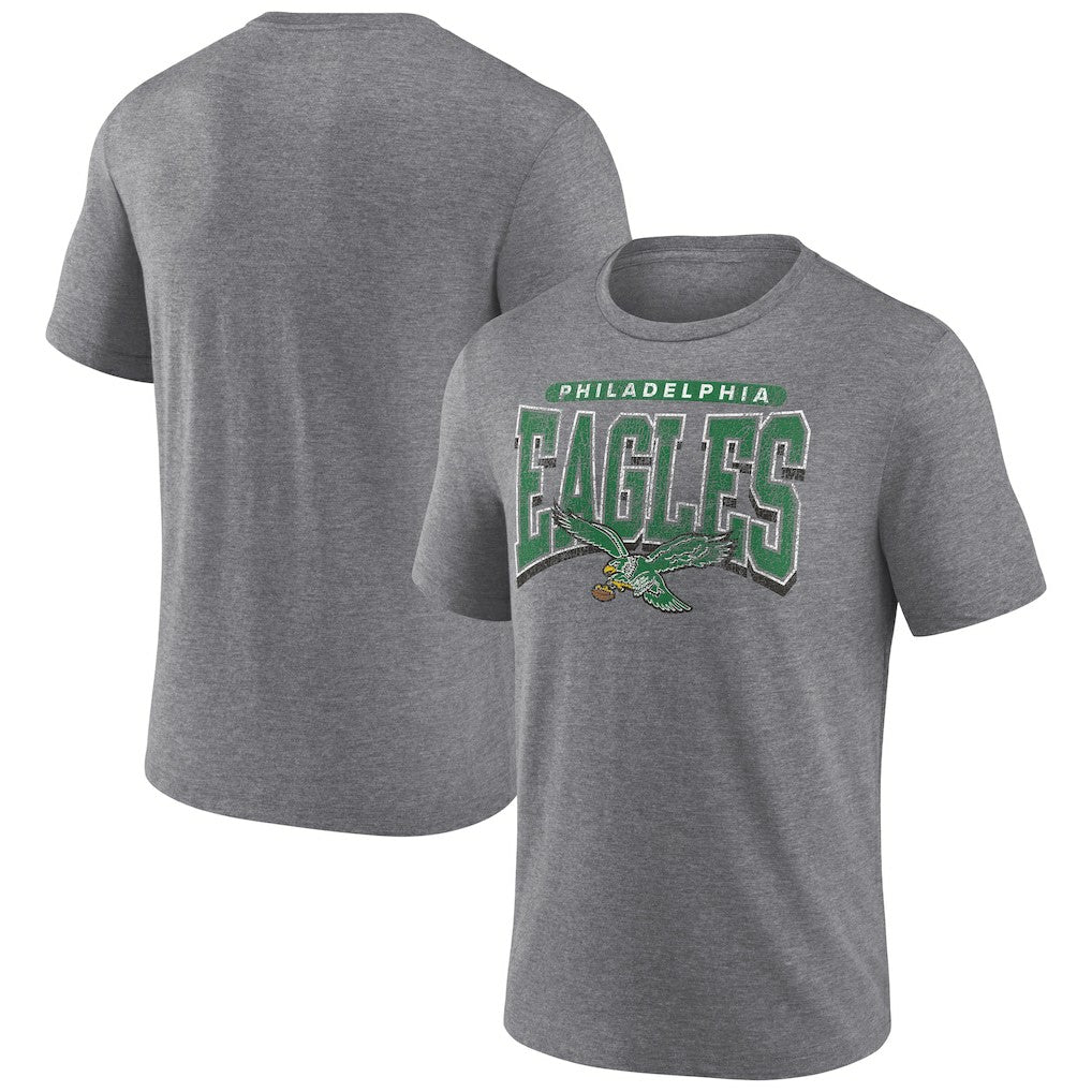 Philadelphia Eagles Warped Block Tri-Blend T-Shirt - Heather Gray T-shirts