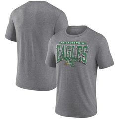 Philadelphia Eagles Warped Block Tri-Blend T-Shirt - Heather Gray T-shirts