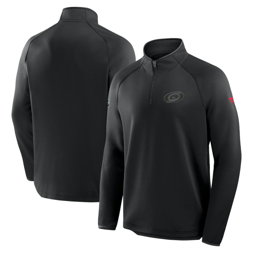 Carolina Hurricanes Fanatics Authentic Pro Tonal Rink Raglan Quarter-Zip Pullover - Black | US 202502645