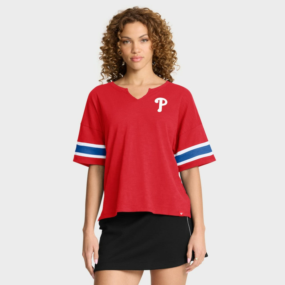 Philadelphia Phillies Fanatics Women's Curl Route T-Shirt - Red T-shirts