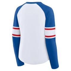 Chicago Cubs Fanatics Women's Blitz Package Raglan Lace-Up V-Neck Long Sleeve T-Shirt - White/Royal T-shirts