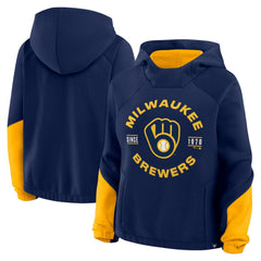 Milwaukee Brewers Fanatics Women's Oversized Time to Win Pullover Hoodie - Navy Hoodies