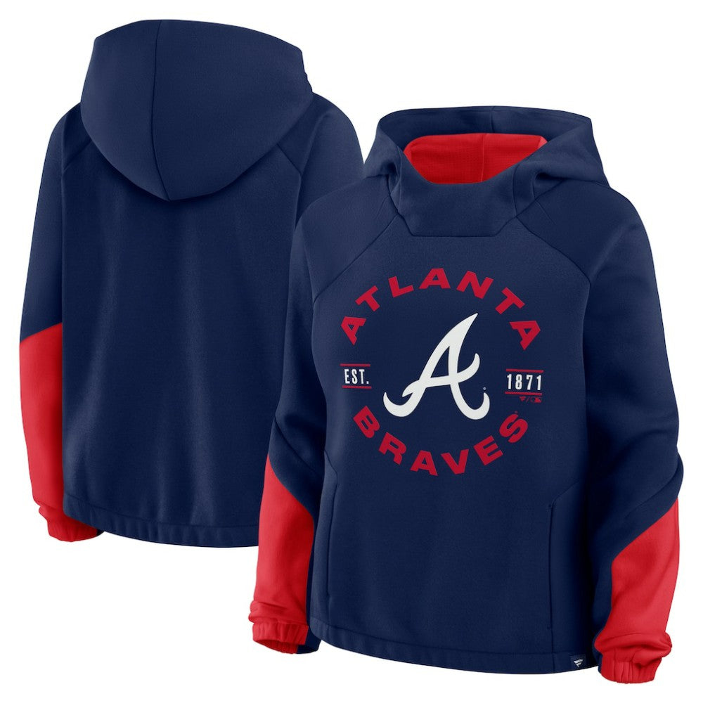 Atlanta Braves Fanatics Women's Oversized Time to Win Pullover Hoodie - Navy Hoodies