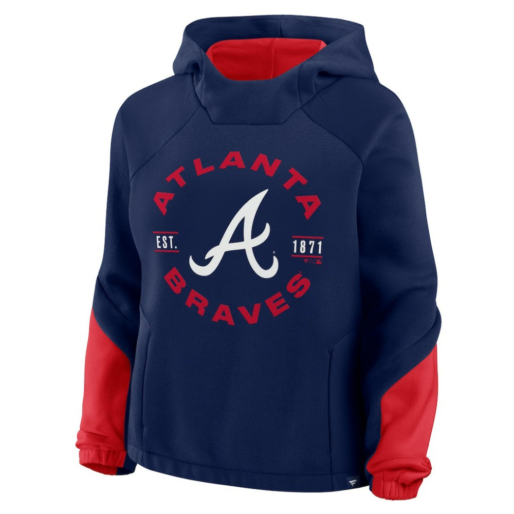 Atlanta Braves Fanatics Women's Oversized Time to Win Pullover Hoodie - Navy Hoodies