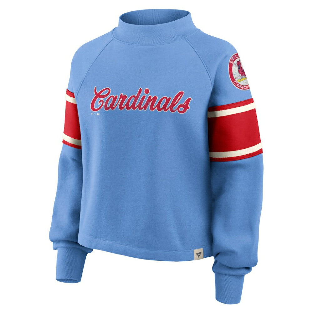 St. Louis Cardinals Fanatics Women's Oversized Toss Sweep Raglan Pullover Sweatshirt - Light Blue Pullover