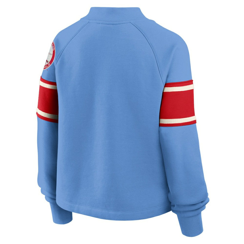 St. Louis Cardinals Fanatics Women's Oversized Toss Sweep Raglan Pullover Sweatshirt - Light Blue Pullover