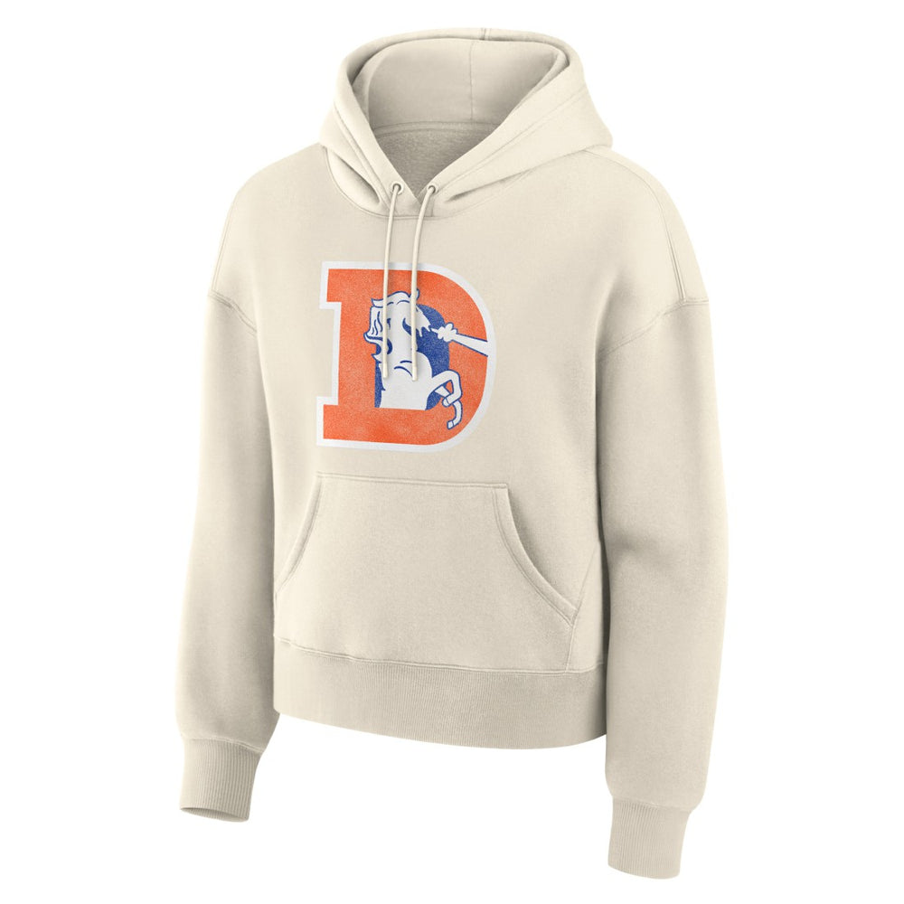 Denver Broncos Women's Dove Legacy Pullover Hoodie - Cream Hoodies