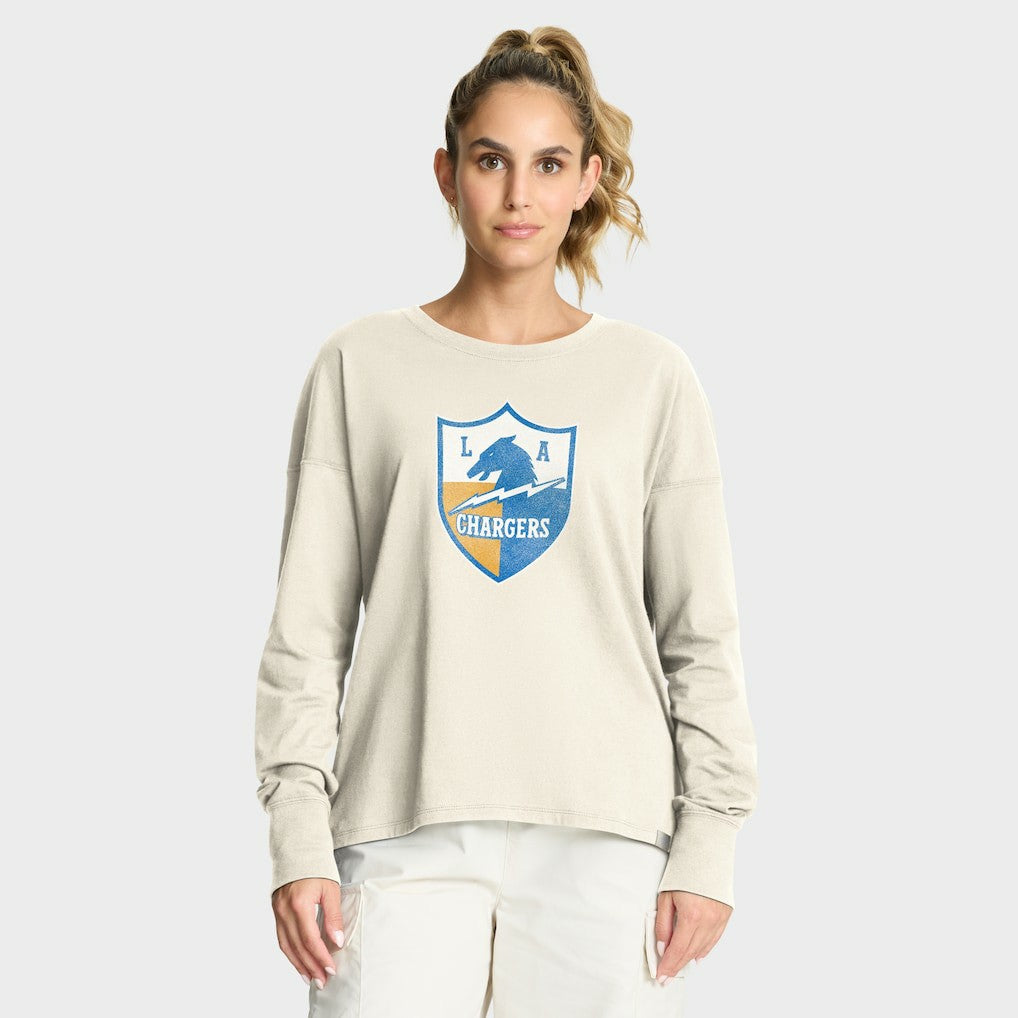 Los Angeles Chargers Women's Dove Legacy Long Sleeve T-Shirt - Cream T-shirts