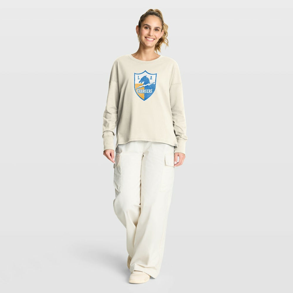 Los Angeles Chargers Women's Dove Legacy Long Sleeve T-Shirt - Cream T-shirts